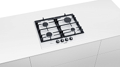 Газовая варочная панель Bosch PCP6A2B95R на 4 конфорки, шириной 58.2 см, белый в Санкт-Петербурге