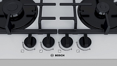 Газовая варочная панель Bosch PNP6B2B90R на 4 конфорки, шириной 59 см, белый в Санкт-Петербурге