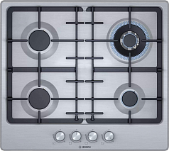 Газовая варочная панель Bosch PGH6B5O93R на 4 конфорки, шириной 58.2 см, нержавеющая сталь в Санкт-Петербурге
