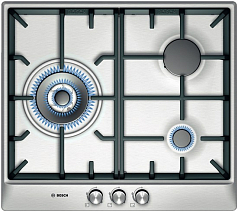 Газовая варочная панель Bosch PCC 615B90E на 3 конфорки, шириной 58 см, нержавеющая сталь в Санкт-Петербурге