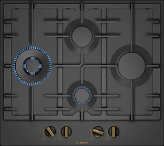 Газовая варочная панель Bosch PCI6B3B90R на 4 конфорки, шириной 58.2 см, черный в Санкт-Петербурге