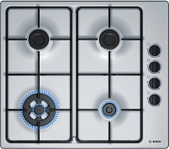 Газовая варочная панель Bosch PBH6B5B80 на 4 конфорки, шириной 58 см, нержавеющая сталь в Санкт-Петербурге