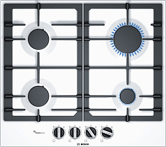 Газовая варочная панель Bosch PCP6A2B95R на 4 конфорки, шириной 58.2 см, белый в Санкт-Петербурге