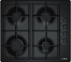 Газовая варочная панель Bosch PBP 6C6B90 на 4 конфорки, шириной 58 см, черный в Санкт-Петербурге
