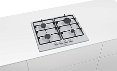Газовая варочная панель Bosch PGP6B2B60R на 4 конфорки, шириной 58.2 см, белый в Санкт-Петербурге