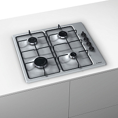 Газовая варочная панель Bosch PBP6B5B80 на 4 конфорки, шириной 58 см, нержавеющая сталь в Санкт-Петербурге