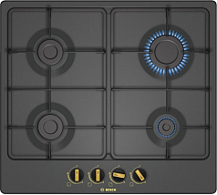 Газовая варочная панель Bosch PGP6B3B60 на 4 конфорки, шириной 58.2 см, черный в Санкт-Петербурге