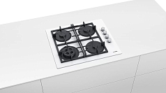 Газовая варочная панель Bosch POH6C2O90R на 4 конфорки, шириной 59 см, белый в Санкт-Петербурге