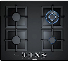 Газовая варочная панель Bosch PPH6A6B20R на 4 конфорки, шириной 59 см, черный в Санкт-Петербурге