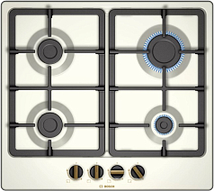 Газовая варочная панель Bosch PGP6B1B90R на 4 конфорки, шириной 58.2 см, жемчужно-белый в Санкт-Петербурге