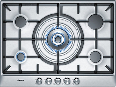 Газовая варочная панель Bosch PCQ 715B90E на 5 конфорки, шириной 70.2 см, нержавеющая сталь в Санкт-Петербурге