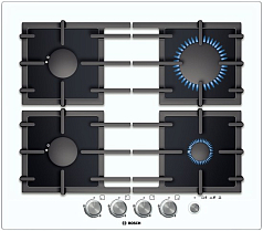 Газовая варочная панель Bosch PPP 612 M91E на 4 конфорки, шириной 59 см, белый в Санкт-Петербурге