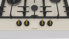 Газовая варочная панель Bosch PCI6B1B90R на 4 конфорки, шириной 58.2 см, жемчужно-белый в Санкт-Петербурге