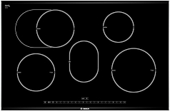 Индукционная варочная панель Bosch PIC 875N24E на 5 конфорки, шириной 81.6 см, черный в Санкт-Петербурге