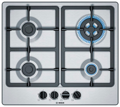 Газовая варочная панель Bosch PGH6B5B90R на 4 конфорки, шириной 58.2 см, нержавеющая сталь в Санкт-Петербурге