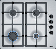 Газовая варочная панель Bosch PBP6C5B91R на 4 конфорки, шириной 58 см, нержавеющая сталь в Санкт-Петербурге