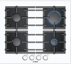 Газовая варочная панель Bosch PPP612B91R на 4 конфорки, шириной 59 см, белый в Санкт-Петербурге