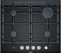 Газовая варочная панель Bosch PRP6A6N70R на 4 конфорки, шириной 60.6 см, черный в Санкт-Петербурге