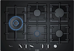 Газовая варочная панель Bosch PPS7A6M90R на 5 конфорки, шириной 75.2 см, черный в Санкт-Петербурге