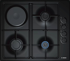 Газовая варочная панель Bosch PBY6C6B80O на 4 конфорки, шириной 58 см, черный в Санкт-Петербурге