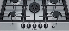 Газовая варочная панель Bosch PCQ7A5M90R на 5 конфорки, шириной 75 см, нержавеющая сталь в Санкт-Петербурге