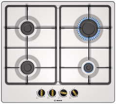Газовая варочная панель Bosch PGP6B1B60 на 4 конфорки, шириной 58.2 см, жемчужно-белый в Санкт-Петербурге